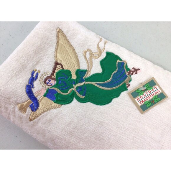 Vintage Christmas Angel Bath And Hand Towel Set New - Picture 2 of 6